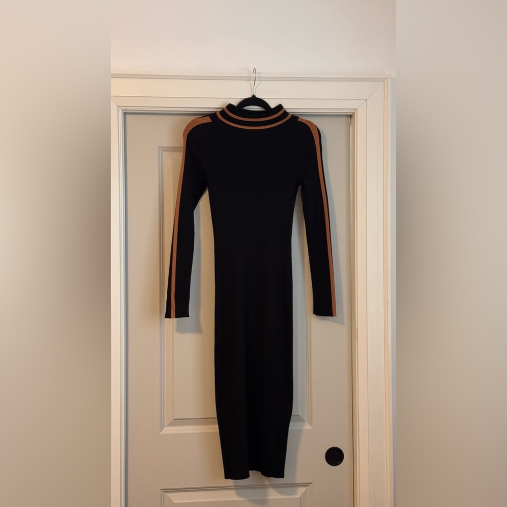 Tahari Black Dress with Brown Stripes